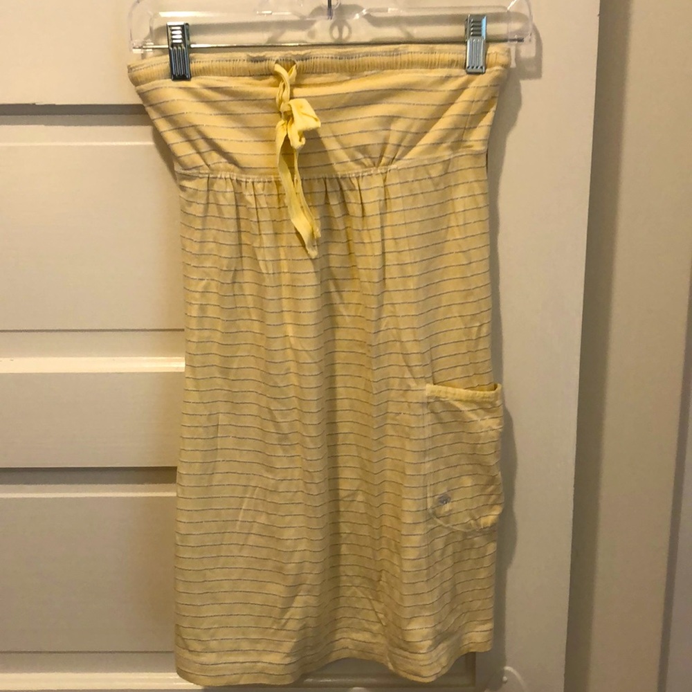 Abercrombie yellow stripe strapless jersey dress